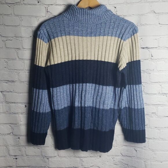 Blue and White Turtleneck Sweater - Picture 2 of 7